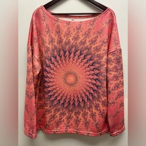 4 for $25 🌺 Mandala Print Ribbed Relaxed Fit Long Sleeve Top 🌺 XL